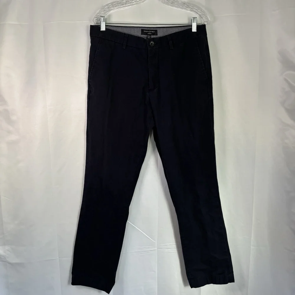 Banana‎ Republic Men's Aiden Fit Cotton Chino Pants Navy 33x32
